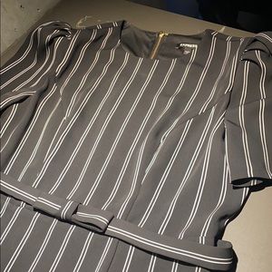 Express Black & White Vertical Striped Dress